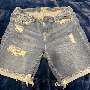 True Craft Distressed Blue Jean Shorts